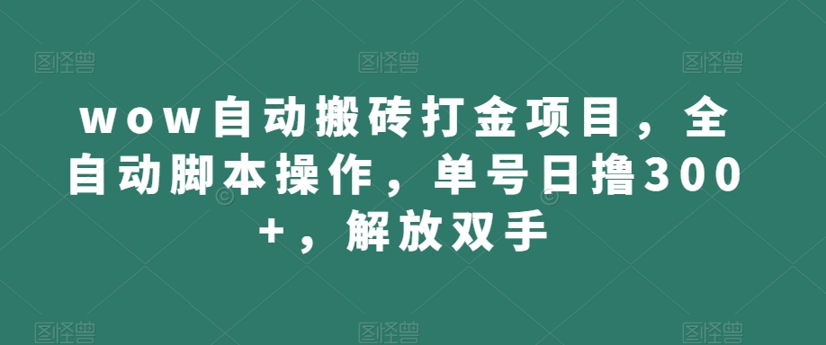 wow自动搬砖打金项目，全自动脚本操作，单号日撸300+，解放双手【揭秘】-九盟副业网