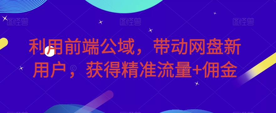 利用前端公域，带动网盘新用户，获得精准流量+佣金（揭秘）-九盟副业网