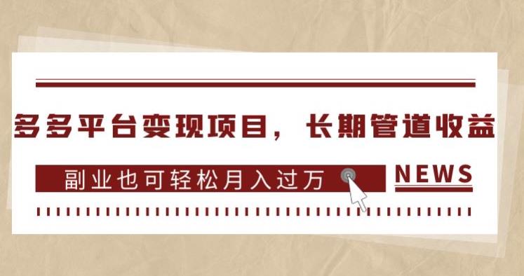 多多平台变现项目，长期管道收益，副业也可轻松月入过万-九盟副业网