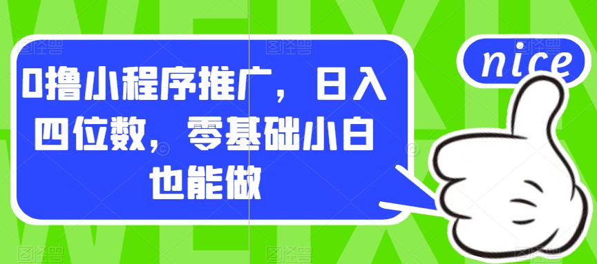 0撸小程序推广，日入四位数，零基础小白也能做【揭秘】-九盟副业网