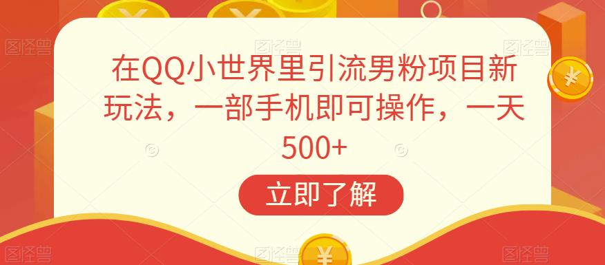 在QQ小世界里引流男粉项目新玩法，一部手机即可操作，一天500+【揭秘】-九盟副业网