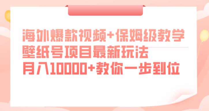 海外爆款视频+保姆级教学，壁纸号项目最新玩法，月入10000+教你一步到位【揭秘】-九盟副业网