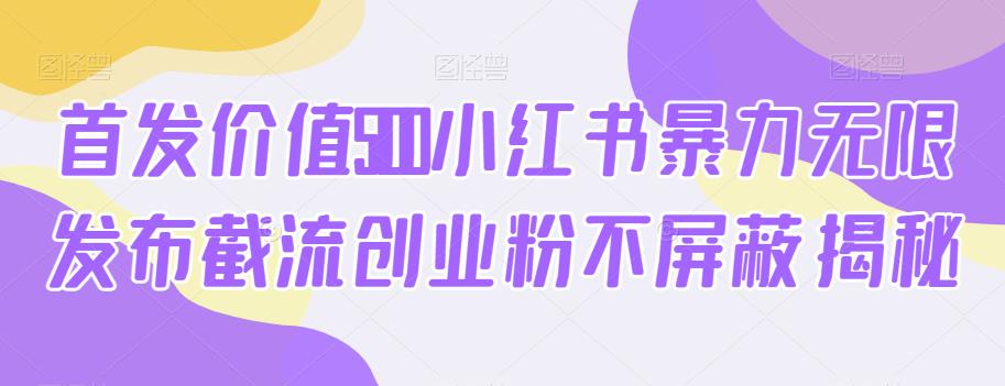 首发价值5100小红书暴力无限发布截流创业粉不屏蔽揭秘-九盟副业网