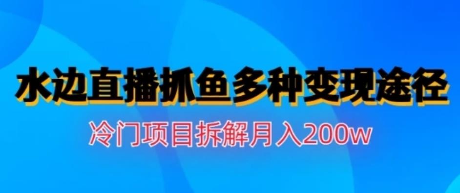 水边直播抓鱼，多种变现途径冷门项目，月入200w拆解【揭秘】-九盟副业网