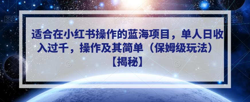 适合在小红书操作的蓝海项目，单人日收入过千，操作及其简单（保姆级玩法）【揭秘】-九盟副业网