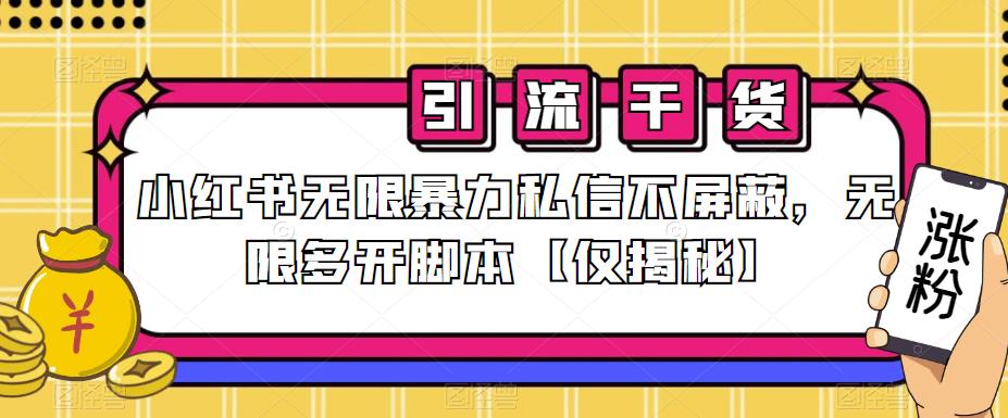 小红书无限暴力私信不屏蔽，无限多开脚本【仅揭秘】-九盟副业网