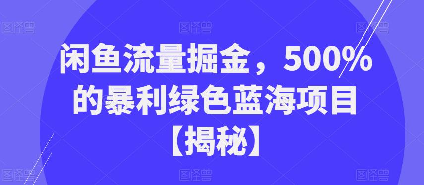 闲鱼流量掘金，500%的暴利绿色蓝海项目【揭秘】-九盟副业网