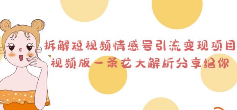 拆解短视频情感号引流变现项目，视频版一条龙大解析分享给你-九盟副业网