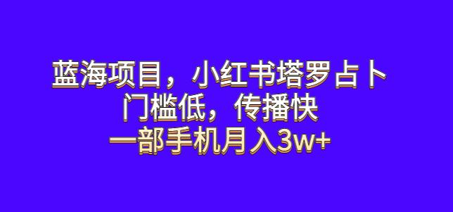 蓝海项目，小红书塔罗占卜，门槛低，传播快，一部手机月入3w+【揭秘】-九盟副业网