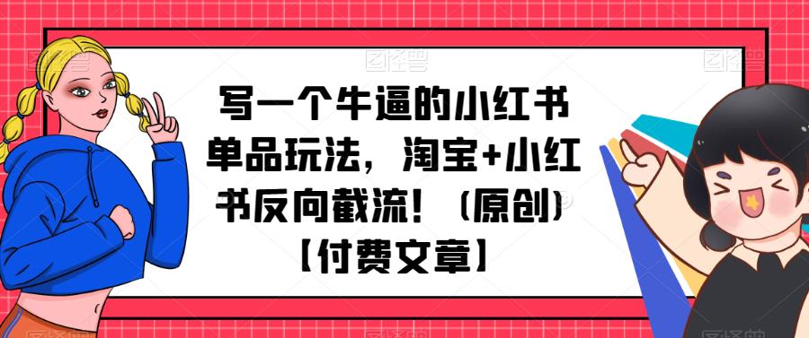 写一个牛逼的小红书单品玩法，淘宝+小红书反向截流！(原创)【付费文章】-九盟副业网