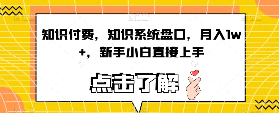 知识付费，知识系统盘口，月入1w+，新手小白直接上手-九盟副业网