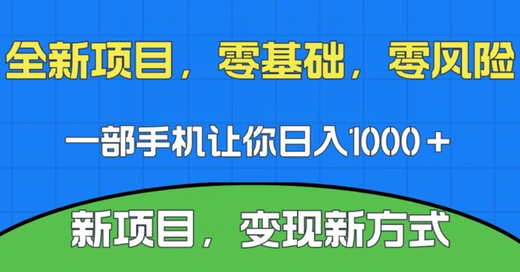 新项目，新平台，一部手机即可日入1000＋，无门槛操作【揭秘】-九盟副业网