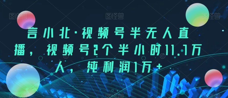 言小北·视频号半无人直播，视频号2个半小时11.7万人，纯利润1万+-九盟副业网