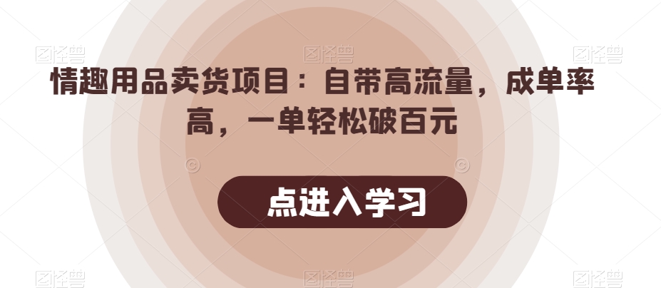 情趣用品卖货项目：自带高流量，成单率高，一单轻松破百元-九盟副业网