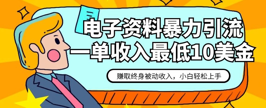 电子资料暴力引流，一单最低10美金，赚取终身被动收入，保姆级教程【揭秘】