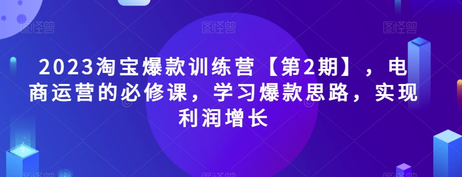 2023淘宝爆款训练营【第2期】，电商运营的必修课，学习爆款思路，实现利润增长-九盟副业网