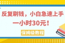 反复刷钱，小白急速上手，一个小时30元，实操教程。_七哥副业网-九盟副业网