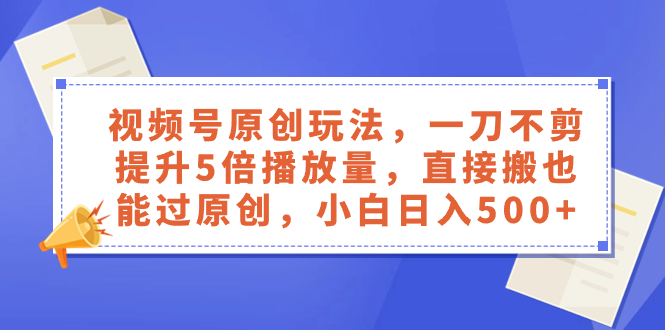 （8286期）视频号原创玩法，一刀不剪提升5倍播放量，直接搬也能过原创，小白日入500+-九盟副业网