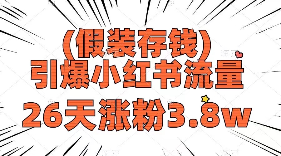 （8217期）假装存钱，引爆小红书流量， 26天涨粉3.8w，作品制作简单，多种变现方式-九盟副业网