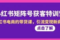 小红书-矩阵号获客特训营-第10期，小红书电商的带货课，引流变现新商机_七哥副业网-九盟副业网