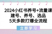 2024小红书养号+流量课：建号、养号、选品，5天多款打爆全流程_七哥副业网-九盟副业网