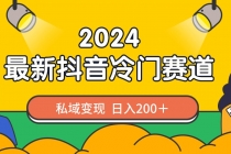 2024抖音最新冷门赛道，私域变现轻松日入200＋，作品制作简单，流量爆炸_七哥副业网-九盟副业网