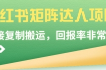 小红书矩阵达人项目，直接复制搬运，回报率非常高_七哥副业网-九盟副业网