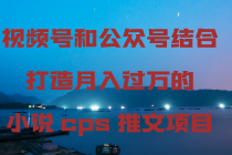 视频号和公众号结合打造月入过万的小说cps推文项目_七哥副业网-九盟副业网